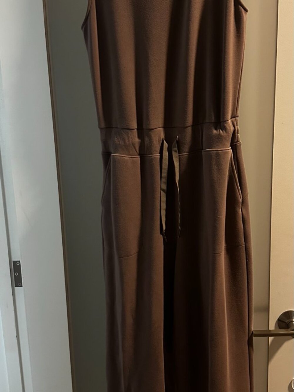 SPANX Wide-Leg Sleeveless Jumpsuit in Taupe